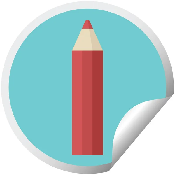 Rosso Matita Colorare Grafica Vettore Illustrazione Adesivo Circolare — Vettoriale Stock