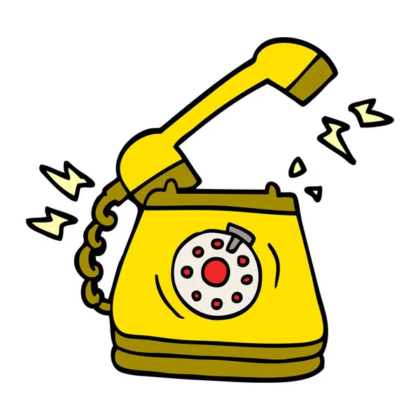 Zeichentrick Doodle Klingelt Telefon — Stockvektor
