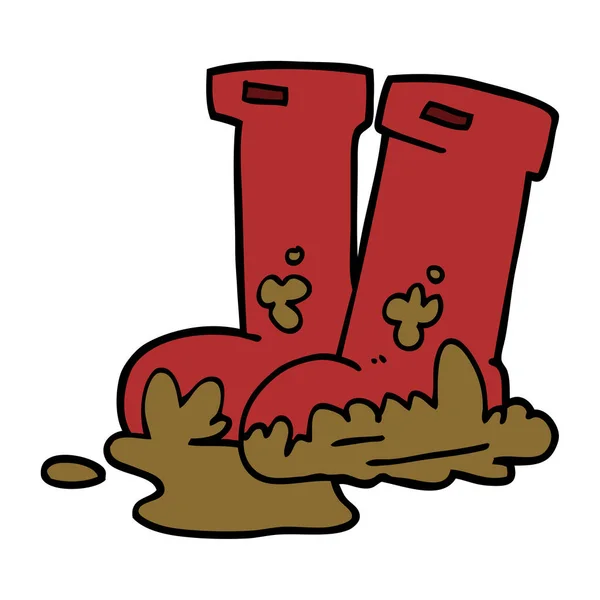 Cartoon Doodle Modderige Laarzen — Stockvector