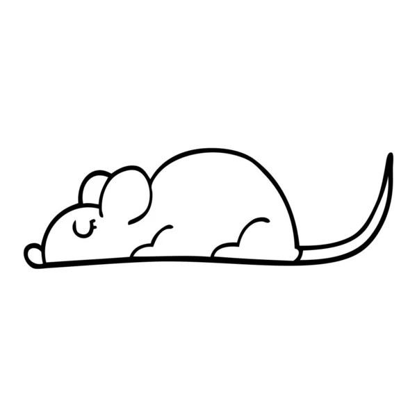 Lijntekening Cartoon Zwarte Rat — Stockvector