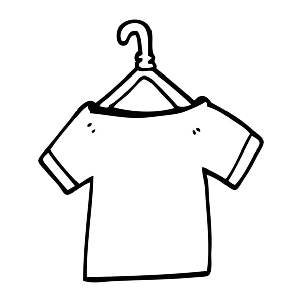 Línea Dibujo Dibujos Animados Camiseta Percha — Vector de stock