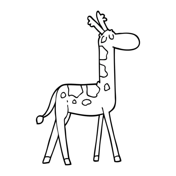 Линия Рисунок Мультфильм Смешной Жираф — стоковый вектор