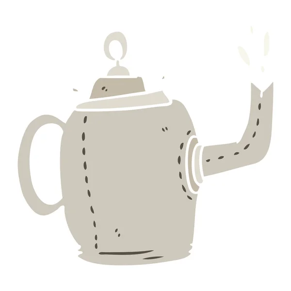 Плоский Колір Мультфільм Старий Чайник — стоковий вектор