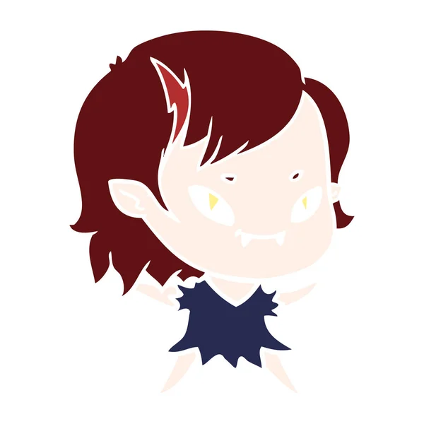 Flat Color Style Cartoon Friendly Vampire Girl — Stock Vector