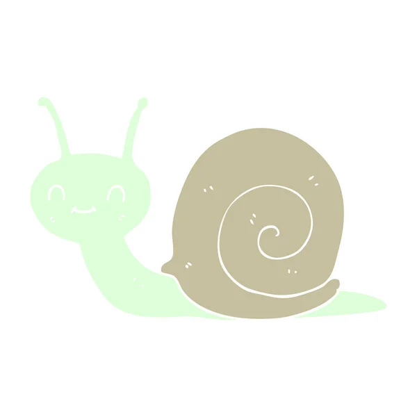 Illustration Couleur Plate Escargot Mignon — Image vectorielle