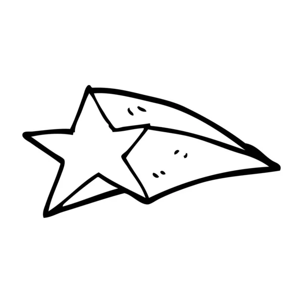 Linienzeichnung Cartoon Shooting Star — Stockvektor