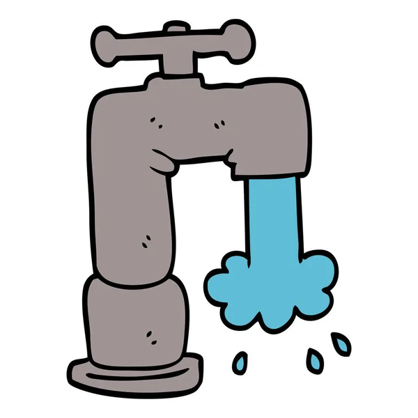 Cartoon Doodle Running Faucet — Stock Vector