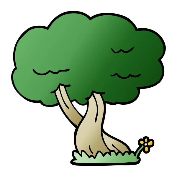 Dibujo Animado Garabato Árbol Vector Ilustración — Vector de stock