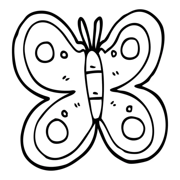 Dessin Ligne Dessin Animé Énorme Papillon — Image vectorielle