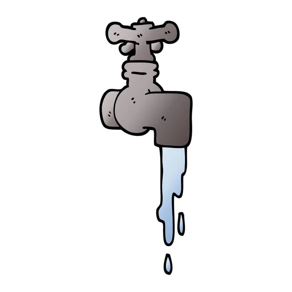 Vector Gradient Illustration Cartoon Dripping Faucet — Stock Vector