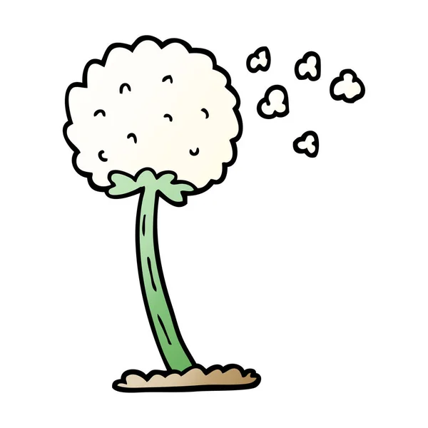 Vector Gradient Illustration Cartoon Dandelion Blowing Wind — Stock Vector
