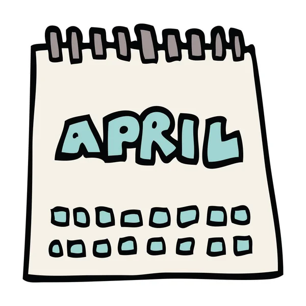 Γελοιογραφία Ημερολόγιο Σκετσάκι Δείχνοντας Μήνα Απρίλιο — Διανυσματικό Αρχείο