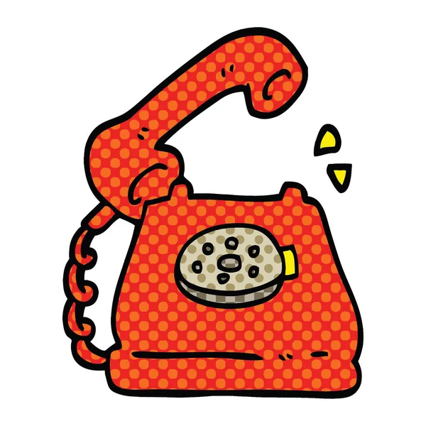 Comic Book Styl Kreslený Telefon Zvoní — Stockový vektor