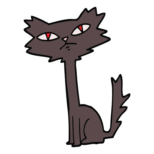 Ręcznie Rysowane Doodle Stylu Kreskówki Halloween Czarny Kot — Wektor stockowy