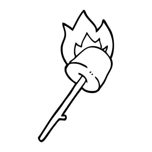 Line Drawing Cartoon Marshmallow Stick — Stock Vector