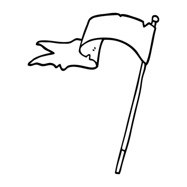 Line Drawing Cartoon Waving Flag — Stock Vector