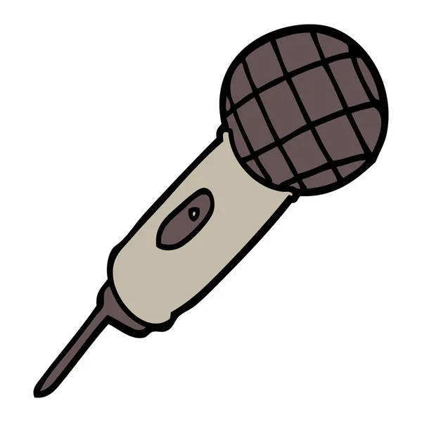 Microphone Dessin Animé Dessiné Main Style Doodle — Image vectorielle