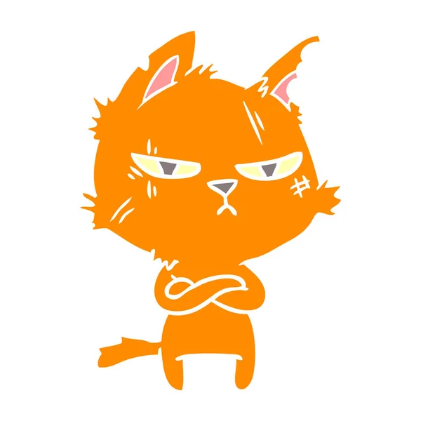 Zähe Flache Farbe Stil Cartoon Katze Klapparme — Stockvektor