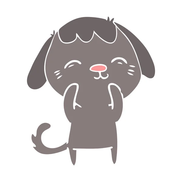 Pies Szczęśliwy Płaski Kolor Stylu Cartoon — Wektor stockowy
