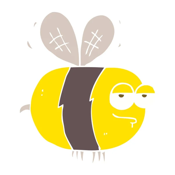 Egale Kleur Illustratie Van Ongelukkig Bee — Stockvector