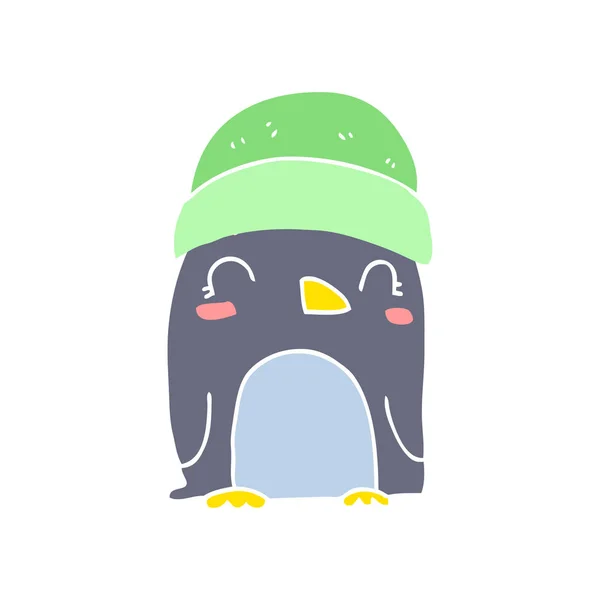 Schattig Egale Kleur Stijl Cartoon Pinguïn — Stockvector