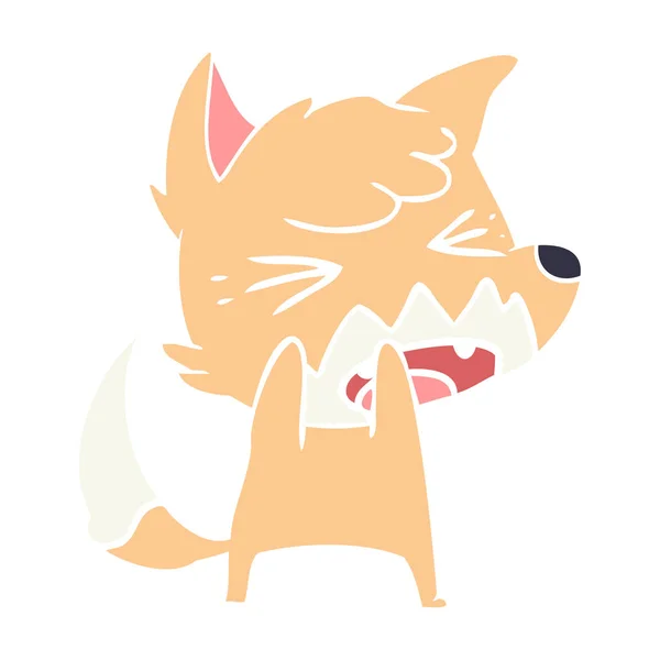 Rozzlobený Plochý Barevný Styl Kreslených Fox — Stockový vektor