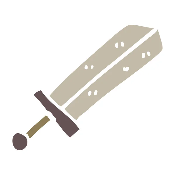 Flache Farbe Illustration Cartoon Schwert — Stockvektor