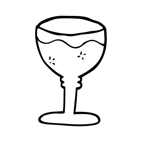 Line Drawing Cartoon Red Wine Glass — Stock Vector