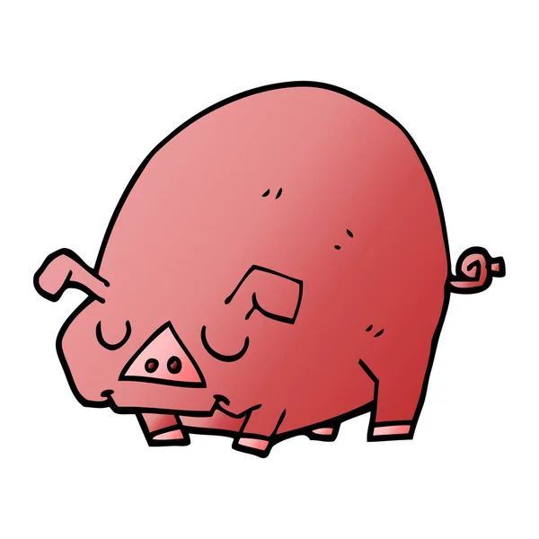 Zeichentrick Doodle Fettes Schwein — Stockvektor