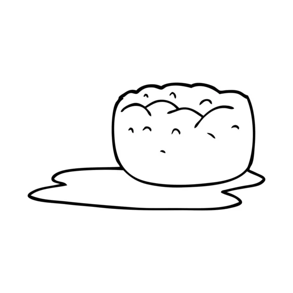Linienzeichnung Cartoon Yorkshire Pudding Und Soße — Stockvektor