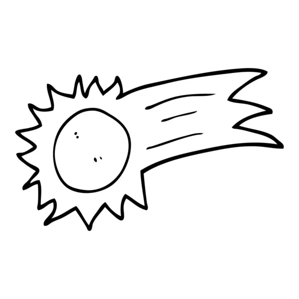 Line Drawing Cartoon Flying Sun — Stock Vector