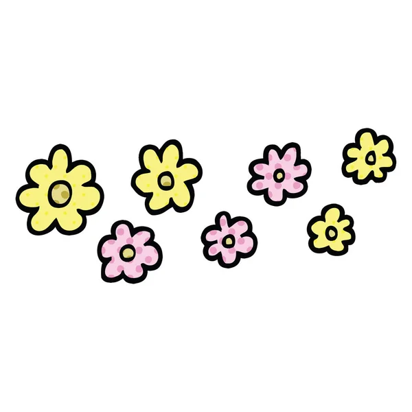 Style Bande Dessinée Fleurs Décoratives — Image vectorielle