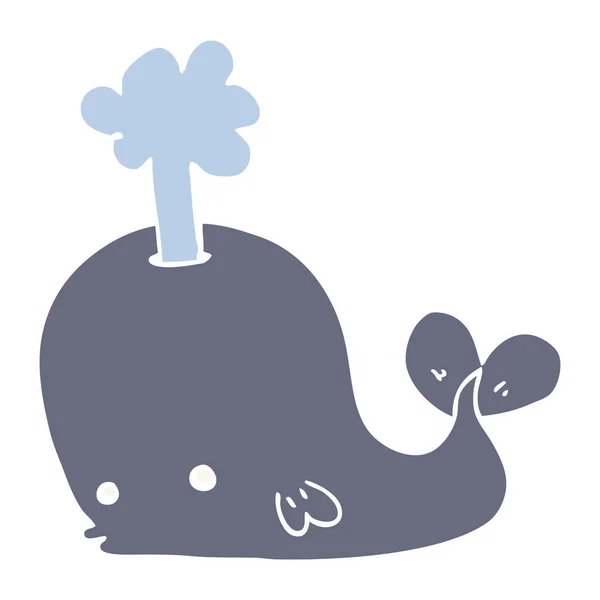 Egale Kleur Stijl Cartoon Walvis — Stockvector