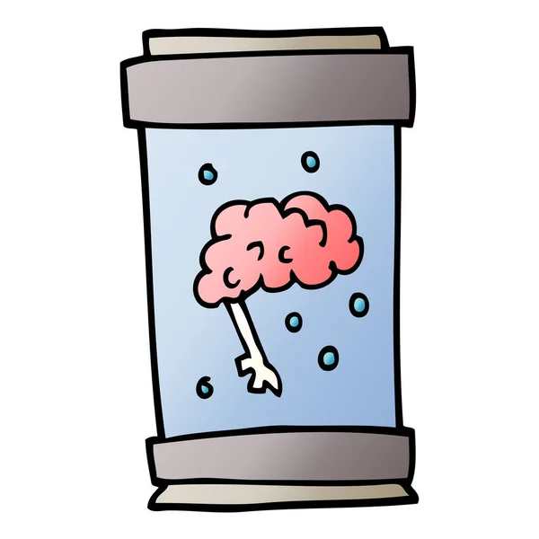 Cartoon Doodle Brain Jar — Stock Vector