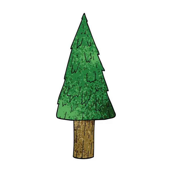 Dibujos Animados Garabato Árbol Navidad — Vector de stock