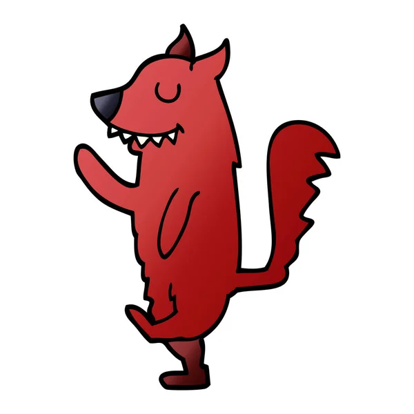 Cartoon Doodle Fox Walking — Stock Vector