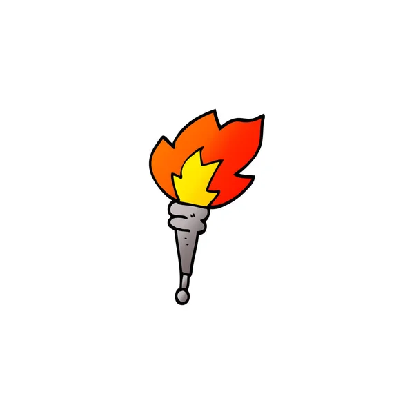Tocha Flamejante Doodle Desenhos Animados — Vetor de Stock