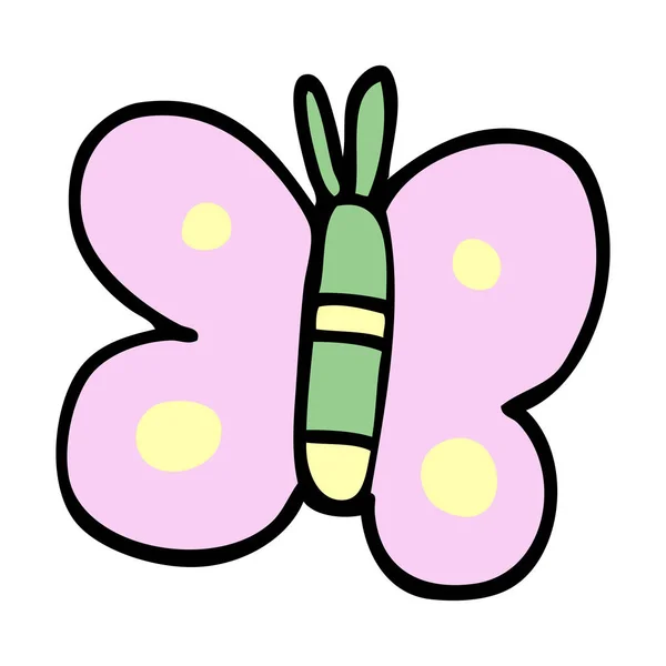 Kreslený Doodle Butterfly Flat Ikona Izolovaných Bílém Pozadí Vektor Ilustrace — Stockový vektor