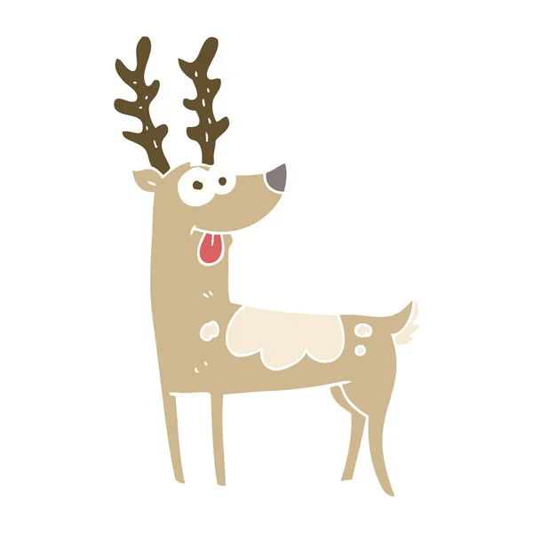Flat Color Illustration Reindeer — Stock Vector