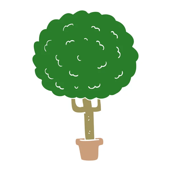 Flat Color Style Cartoon Tree — Stock Vector