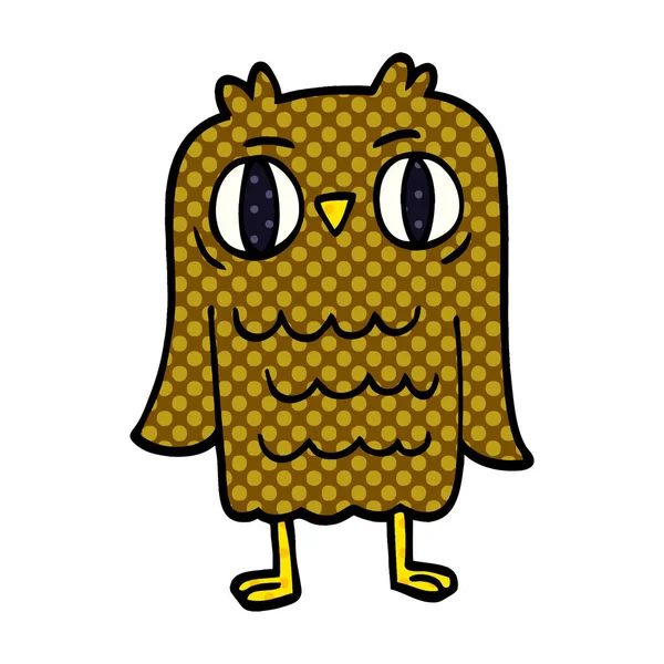 Cartoon Doodle Owl Vit Bakgrund — Stock vektor