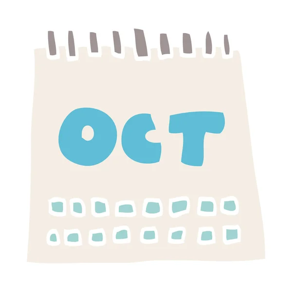 Dibujos Animados Doodle Calendario Mostrando Mes Octubre — Archivo Imágenes Vectoriales