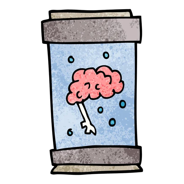 Cartoon Doodle Brain Jar — Stock Vector