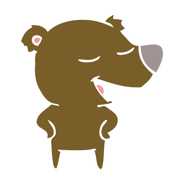 Flat Color Style Cartoon Bear — Stock Vector