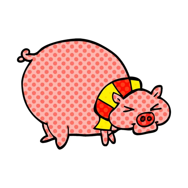 Толстая Свинья Мультяшными Рисунками — стоковый вектор