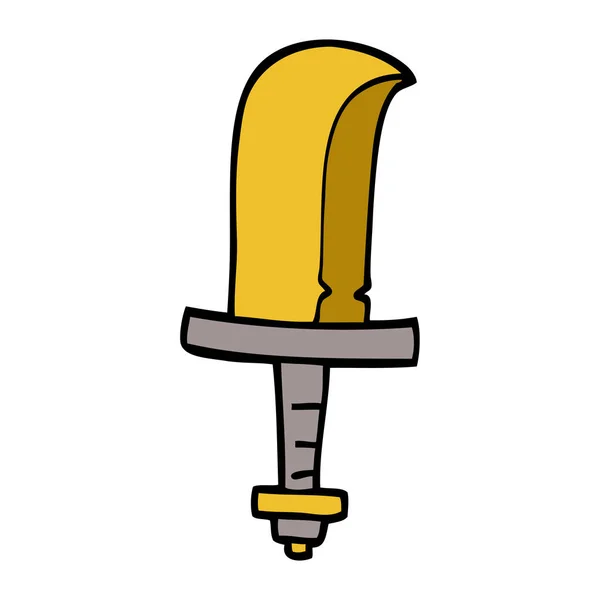 Desenho Animado Doodle Espada Dourada — Vetor de Stock