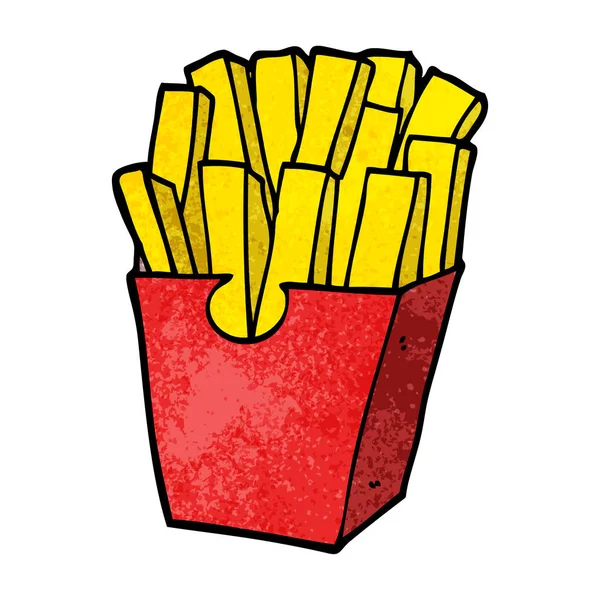 Dibujos Animados Doodle Takeout Papas Fritas — Vector de stock