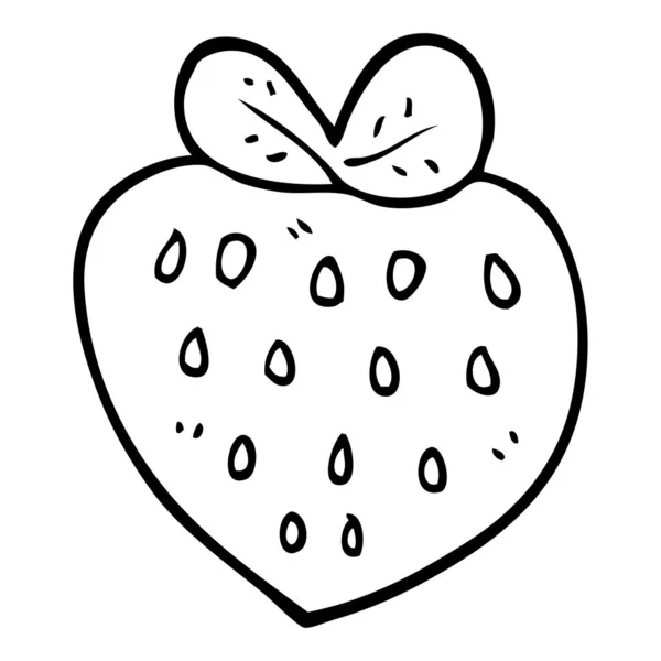 Line Drawing Cartoon Strawberry — Stock Vector