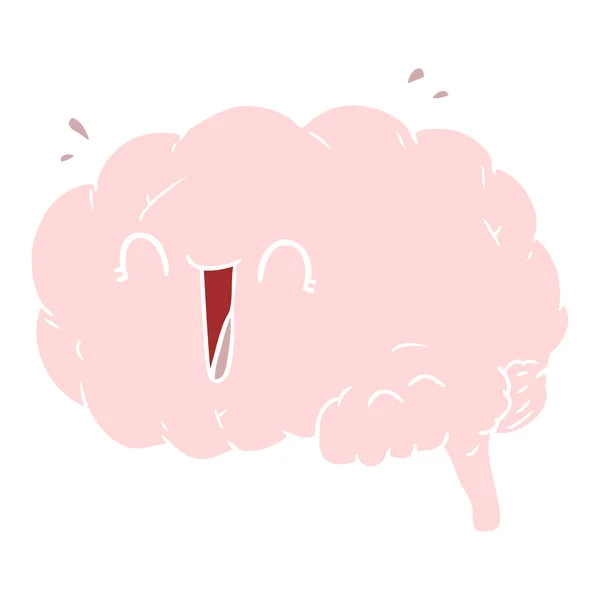 Egale Kleur Stijl Cartoon Hersenen Lachen — Stockvector