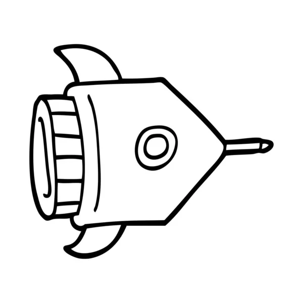 Line Drawing Cartoon Spaceship — Stock Vector